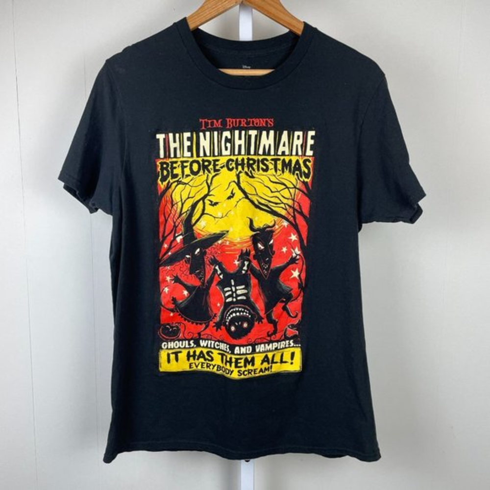 Disney Nightmare Before‎ Christmas T-Shirt Black Orange Trio Poster Womens Large